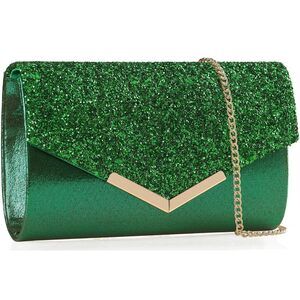 Glitter Envelope Clutch for Parties and Weddings (Green)